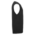 Black - Side - Russell Collection Mens Knitted V Neck Sleeveless Sweatshirt