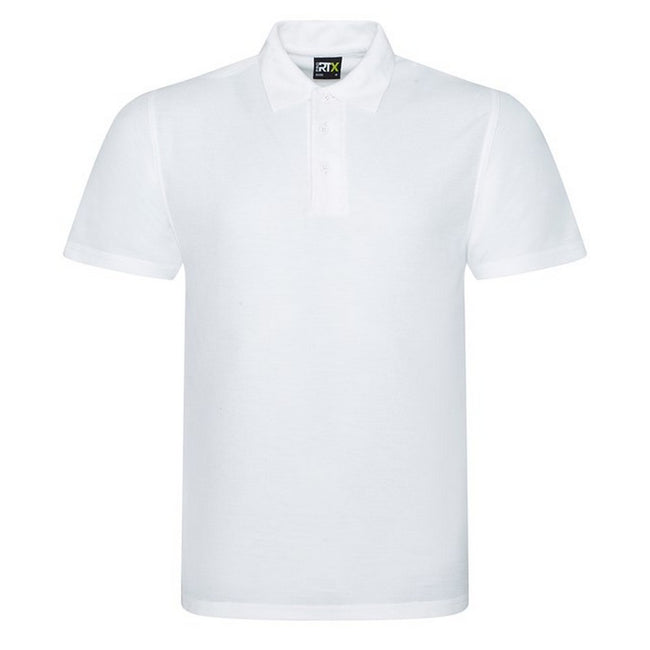 White - Front - PRO RTX Mens Polyester Polo Shirt