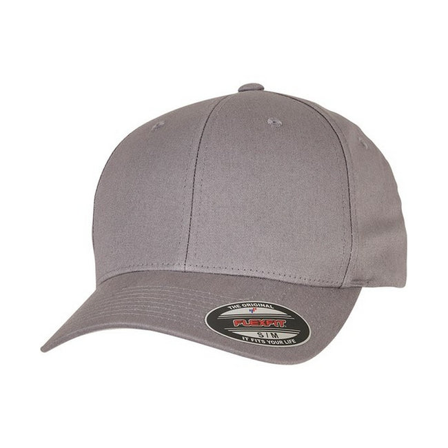 Grey - Front - Flexfit Unisex Adult Cotton Twill Baseball Cap