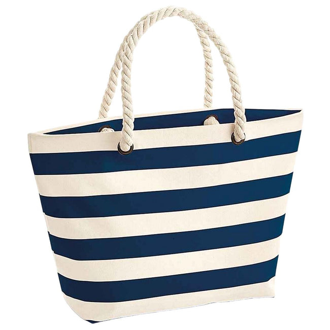 Natural-Navy - Front - Westford Mill Nautical Tote Bag