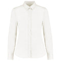 White - Front - Kustom Kit Womens-Ladies Oxford Stretch Tailored Long-Sleeved Shirt
