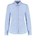 Light Blue - Front - Kustom Kit Womens-Ladies Oxford Stretch Tailored Long-Sleeved Shirt