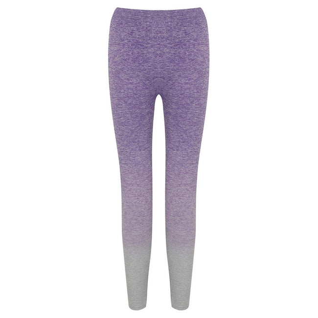 Purple-Light Grey Marl - Back - Tombo Womens-Ladies Fade Seamless Leggings