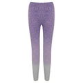 Purple-Light Grey Marl - Back - Tombo Womens-Ladies Fade Seamless Leggings