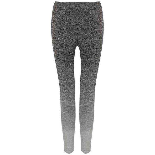Dark Grey-Light Grey Marl - Back - Tombo Womens-Ladies Fade Seamless Leggings