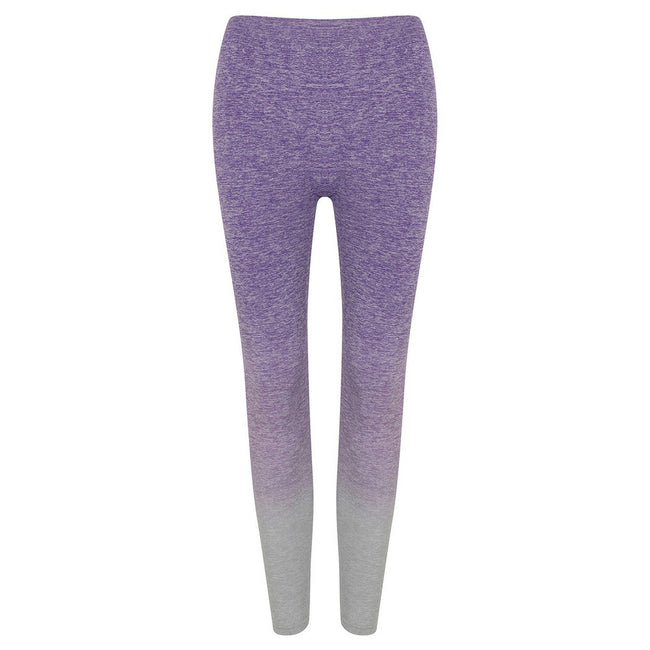 Purple-Light Grey Marl - Front - Tombo Womens-Ladies Fade Seamless Leggings