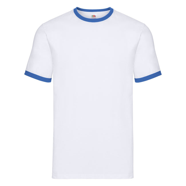 White-Royal Blue - Front - Fruit of the Loom Mens Ringer Contrast T-Shirt