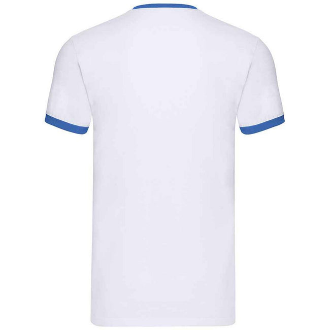 White-Royal Blue - Back - Fruit of the Loom Mens Ringer Contrast T-Shirt