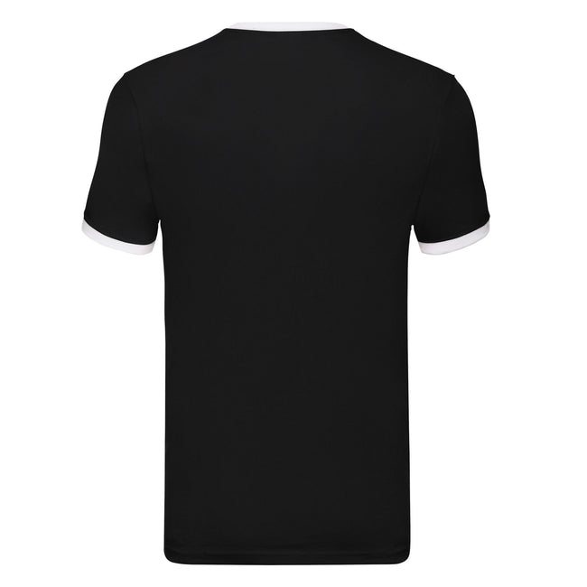 Black-White - Back - Fruit of the Loom Mens Ringer Contrast T-Shirt