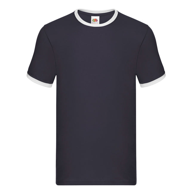 Navy-White - Front - Fruit of the Loom Mens Ringer Contrast T-Shirt