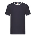 Navy-White - Front - Fruit of the Loom Mens Ringer Contrast T-Shirt