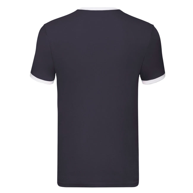 Navy-White - Back - Fruit of the Loom Mens Ringer Contrast T-Shirt