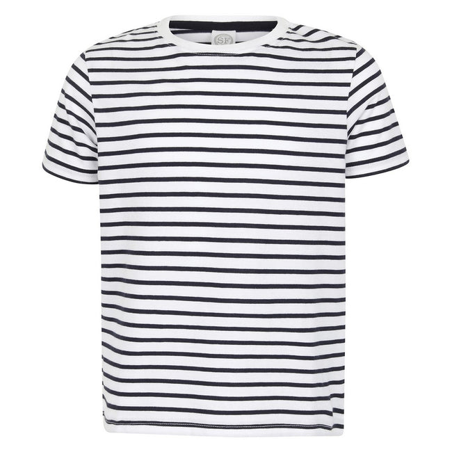 White-Oxford Navy - Front - SF Minni Childrens-Kids Striped T-Shirt