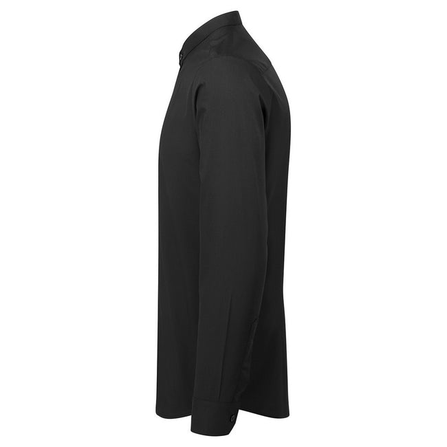 Black - Side - Premier Mens Banded Collar Long-Sleeved Formal Shirt