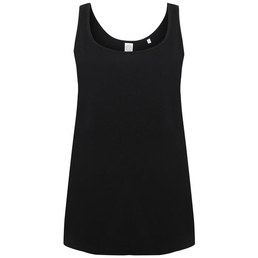 Black - Front - SF Womens-Ladies Slounge Tank Top