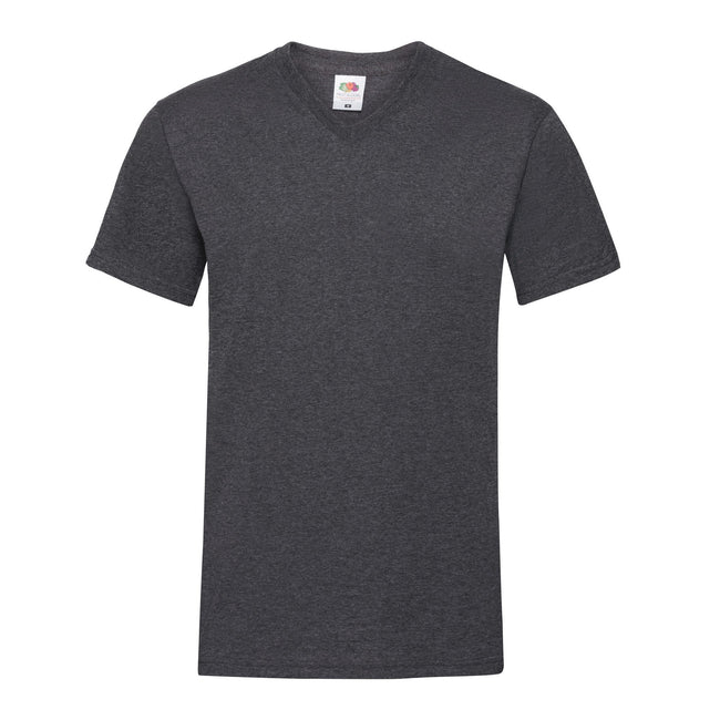 Dark Grey - Front - Fruit of the Loom Mens Valueweight Heather V Neck T-Shirt