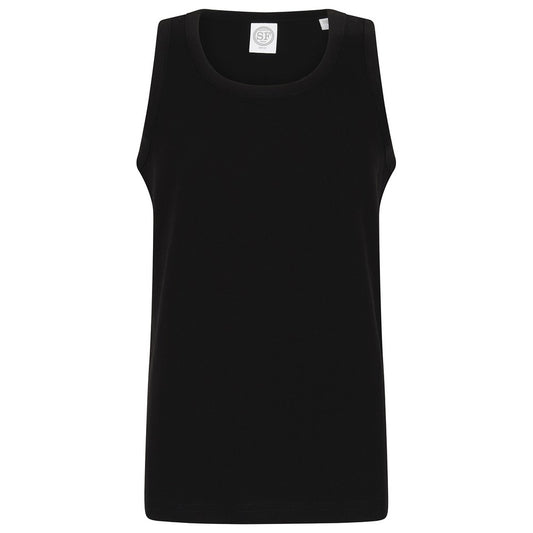 Black - Front - SF Minni Childrens-Kids Feel Good Stretch Vest Top
