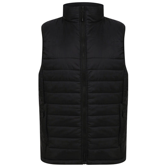 Black - Front - Henbury Unisex Adult Pongee Padded Gilet