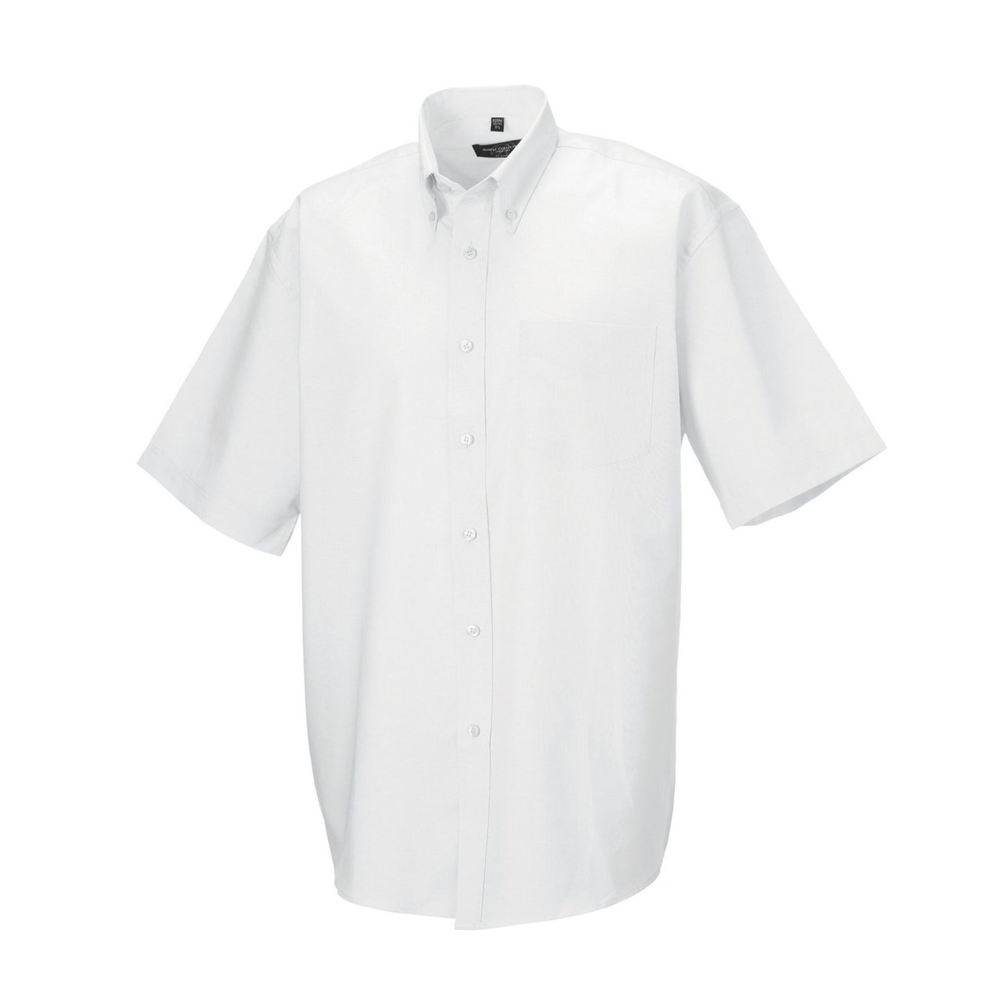 White - Side - Russell Collection Mens Oxford Easy-Care Short-Sleeved Shirt