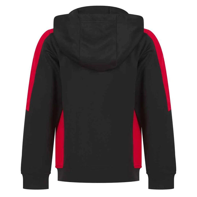 Black-Red - Back - Finden & Hales Childrens-Kids Team Contrast Hoodie