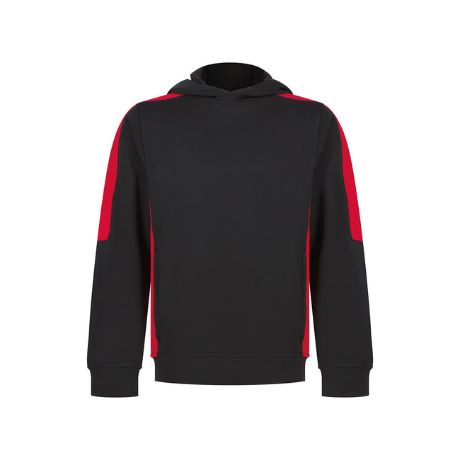 Black-Red - Front - Finden & Hales Childrens-Kids Team Contrast Hoodie