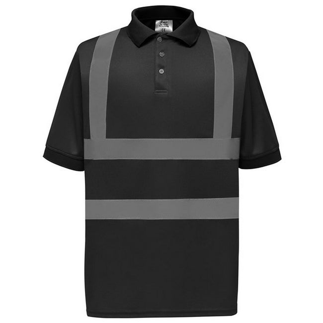Black - Front - Yoko Unisex Adult Hi-Vis Short-Sleeved Polo Shirt