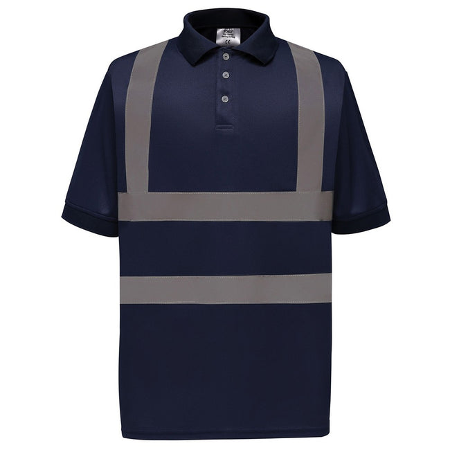 Navy - Front - Yoko Unisex Adult Hi-Vis Short-Sleeved Polo Shirt