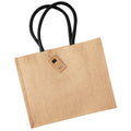 Natural-Black - Front - Westford Mill Classic Jute Shopper Bag