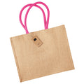 Natural-Fuchsia - Front - Westford Mill Classic Jute Shopper Bag