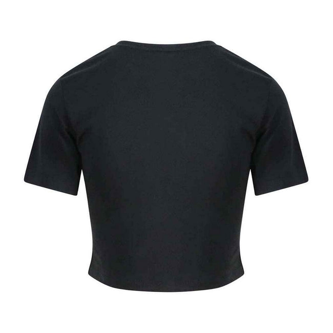 Solid Black - Back - Awdis Womens-Ladies Girlie Cropped T-Shirt