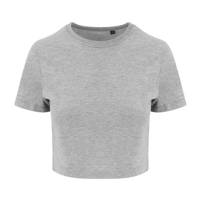Heather Grey - Front - Awdis Womens-Ladies Girlie Cropped T-Shirt