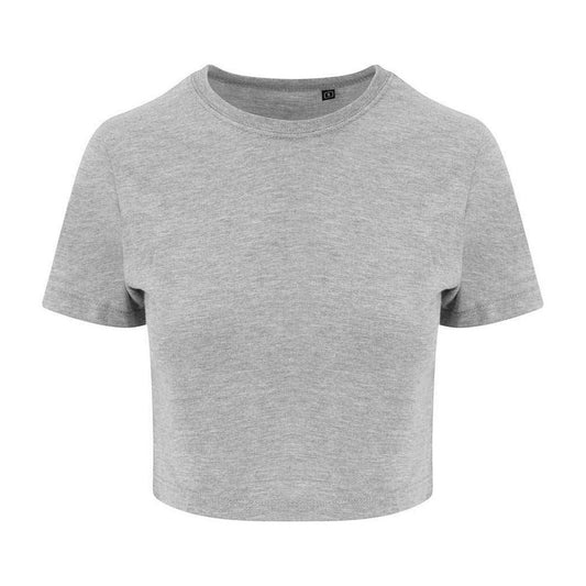 Heather Grey - Front - Awdis Womens-Ladies Girlie Cropped T-Shirt