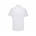White - Back - Russell Collection Mens Oxford Easy-Care Tailored Short-Sleeved Shirt