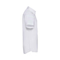 White - Side - Russell Collection Mens Oxford Easy-Care Tailored Short-Sleeved Shirt