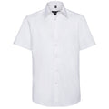 White - Front - Russell Collection Mens Oxford Easy-Care Tailored Short-Sleeved Shirt