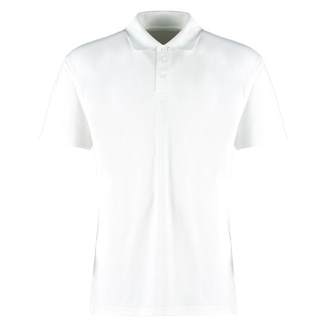 White - Front - Kustom Kit Mens Cooltex Plus Micro Mesh Regular Polo Shirt
