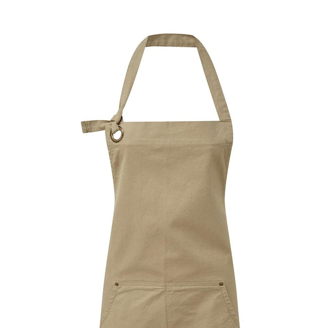 Khaki Brown - Back - Premier Unisex Adult Cotton Canvas Pocket Apron