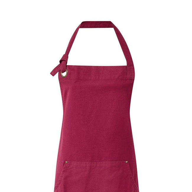 Burgundy - Back - Premier Unisex Adult Cotton Canvas Pocket Apron