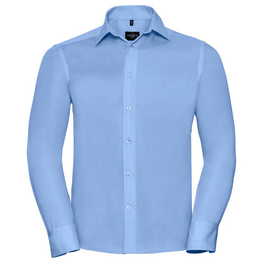 Bright Sky - Front - Russell Collection Mens Ultimate Tailored Long-Sleeved Shirt