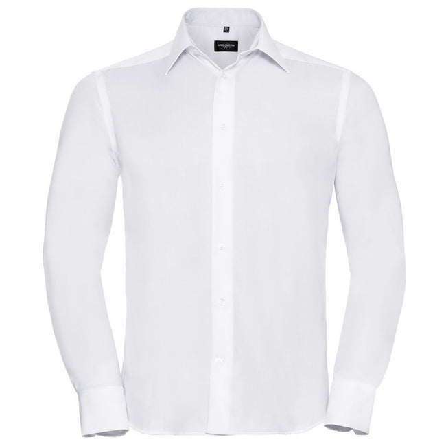 White - Front - Russell Collection Mens Ultimate Tailored Long-Sleeved Shirt