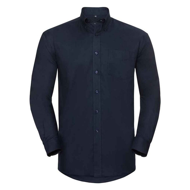 Bright Navy - Front - Russell Collection Mens Oxford Long-Sleeved Formal Shirt