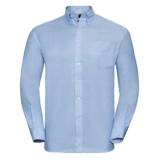 Oxford Blue - Front - Russell Collection Mens Oxford Long-Sleeved Formal Shirt
