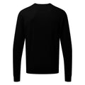 Black - Back - Premier Mens Knitted Cotton Crew Neck Sweatshirt