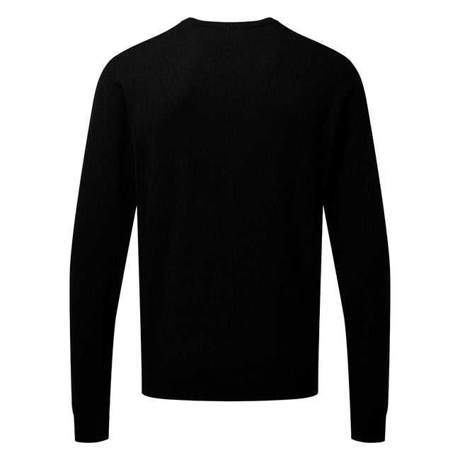 Black - Back - Premier Mens Knitted Cotton Crew Neck Sweatshirt
