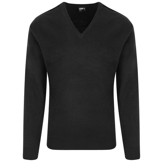 Black - Front - PRO RTX Mens Acrylic V Neck Sweatshirt