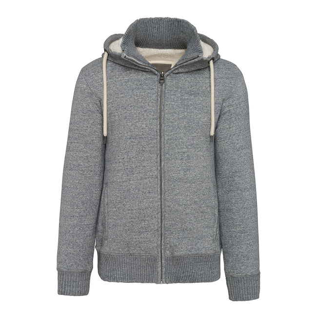 Slub Grey - Front - Kariban Mens Vintage Heather Sherpa Lined Fleece Jacket