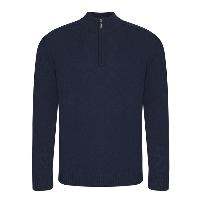Navy - Front - Ecologie Unisex Adult Wakhan Knitted Quarter Zip Sweatshirt