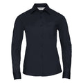 French Navy - Front - Russell Collection Womens-Ladies Poplin Easy-Care Long-Sleeved Shirt