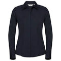 French Navy - Front - Russell Collection Womens-Ladies Poplin Easy-Care Fitted Long-Sleeved Shirt