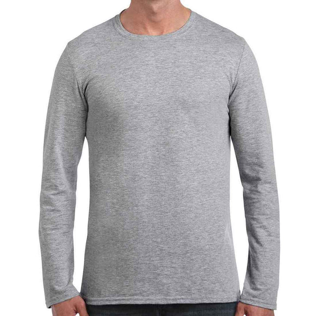 Sports Grey - Front - Gildan Unisex Adult Softstyle Long-Sleeved T-Shirt